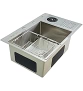 Eurolife Drop-In Kitchen Sink 30x19 inch Glass washing machine included Stainless Steel Topmount ...