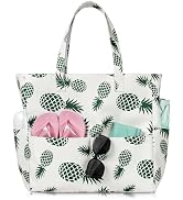 Iioscre Beach Bag for Women Large Beach Tote Bag Waterproof Sandproof Swim Bag with Zipper Pocket...