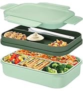 Bento Box Lunch Boxes,68oz Bento Lunch Box for Adults Kids,Stackable Japanese Lunchbox with 8 Com...