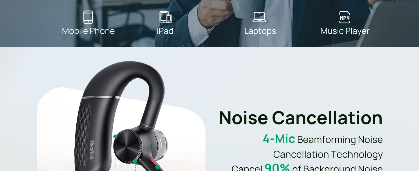 Bluetooth headset with noise cancelling microphone
