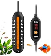 QZQ Aquarium Heater, 25W Adjustable Fish Tank Heater with Digital Display, External Temperature C...