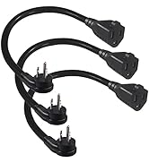 [3 Pack] 8inch Flat Plug Short Power Extension Cord - Black Low Profile Flat Plug Short 3 Prong G...