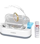 Upgraded KUNPHY Ultrasonic Jewelry Cleaner with 50ml Solution, 48KHZ, 12OZ Capacity, Ultrasonic C...