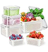 TBMax Fruit Storage Containers for Fridge Organizers and Storage, 4 Pack Large Produce Saver with...