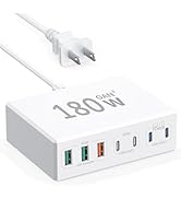 USB C Charger 180W GaN, USB C Power Adapter Multiple USB Charger Fast Charger 6 Ports USB C Charg...