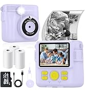 Instant Print Camera for Kids with 3 Rolls of Printer Paper, 1080P Toddler Digital Camera Toys fo...