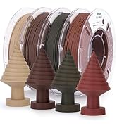AMOLEN Wood PLA Filament Bundle 3D Printer Filament Wood Sets,Dark Walnut/White Oak/Cherrywood/Gr...