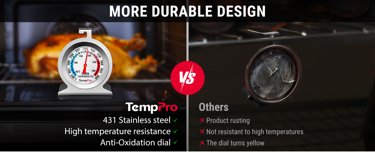 more durable oven thermometer for electric oven with 431 stainless steel, anti-oidation dial