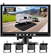 Wireless Backup Camera System with 9" IPS Touch Screen Monitor for Truck/Van/Trailer DVR, with Re...