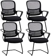 DUMOS Office Desk Chair with Sled Base Set of 4, Ergonomic Executive Mesh Computer Chairs with Lu...