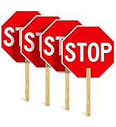 Estleys 4 Pack Stop Sign, 13” x 13” Handheld Stop Sign, Aluminum Crossing Guard Signs with Handle...