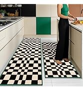 hicorfe Kitchen Runner Rugs Set of 2,Non Slip Kitchen Mats for Floor-Thick Stain Resistant Kitche...
