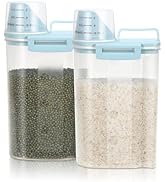 TBMax Rice Storage Container 2 Pack, Plastic Kitchen Pantry Food Storage Container with Cup, Smal...