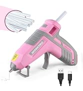 WORKPRO 3.6V Cordless Hot Glue Gun, 20 Pcs Premium Mini Glue Sticks, Pink | Fast Preheating, Smar...