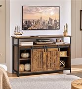 Yaheetech TV Stand, Entertainment Center with Storage Cabinets for 55 Inches TV, Barn Door TV Sta...