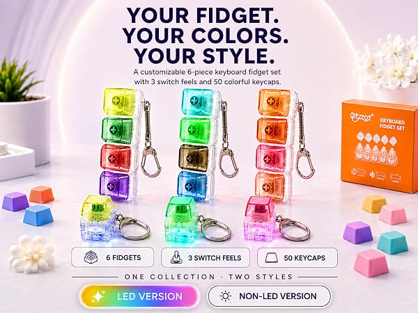 One colorful Keyboard Fidget set, made to mix, click, and customize.