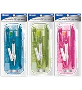 BAZIC Math Geometry Set 9 Pieces for Students, Protractor, Compass, Ruler, 2 Triangle Rulers, Mec...