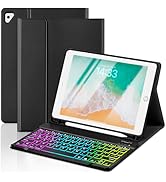 EAMPANG Case with Keyboard for iPad 6th/5th Generation Air 1 2 Pro 9.7inch,7 Color Rainbow Backli...