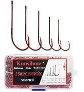 Kunsilane 250/300PCS Baitholder Hooks with Barbed Offset Fly Hooks Long Shank Round Bend Down Eye...
