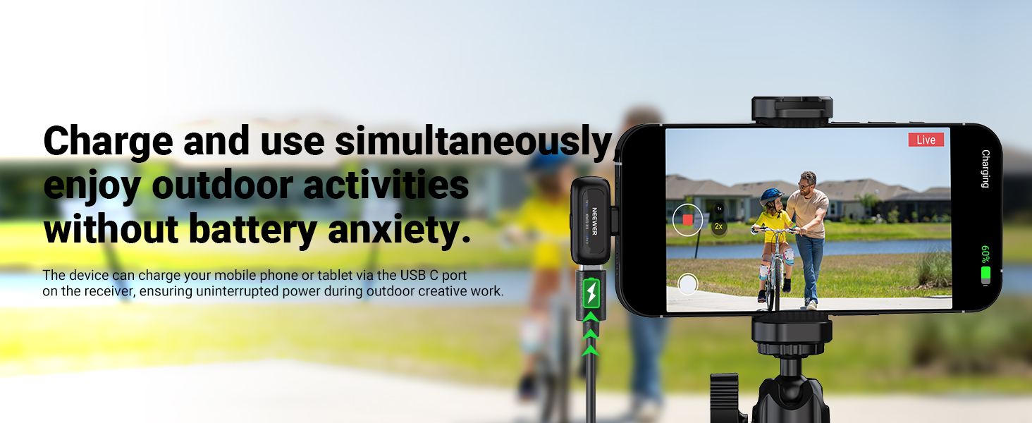 Charge and use simultaneously enjoy out door activities without battery anxiety