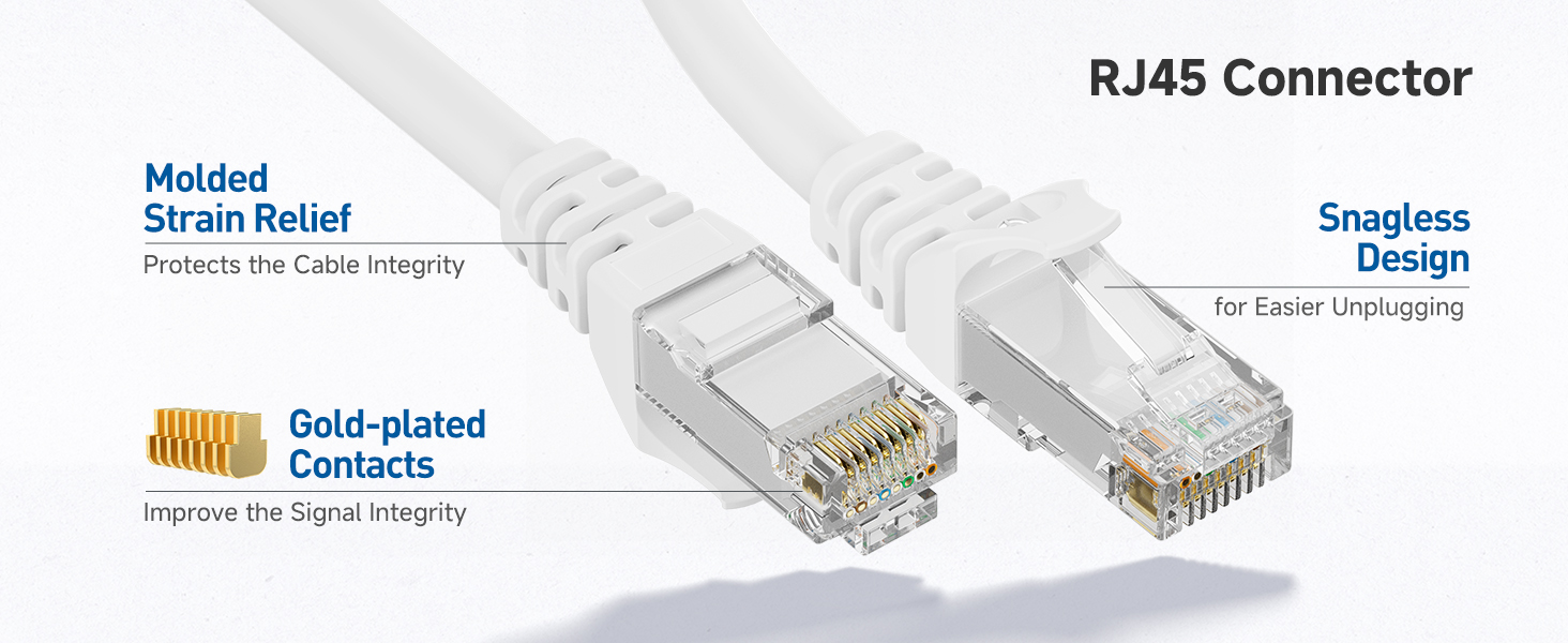 Durable Cat6 cable with gold-plated connectors for secure connections