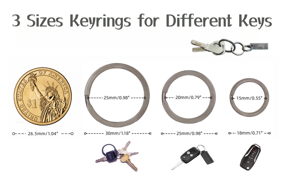 Imentha titanium keyrings in 3 sizes