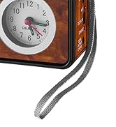 PRONLY Portable AM/FM Radio with Bluetooth, Vintage Style Emergency Radio with Clock &amp; Flashlight...