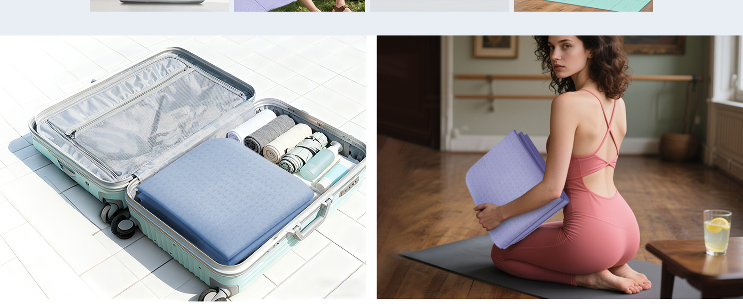 Foldable Yoga Mat for Travel 72&amp;#34;x 32&amp;#34;x 0.32&amp;#34;Inch, 8mm Thick Folding Exercise Mat