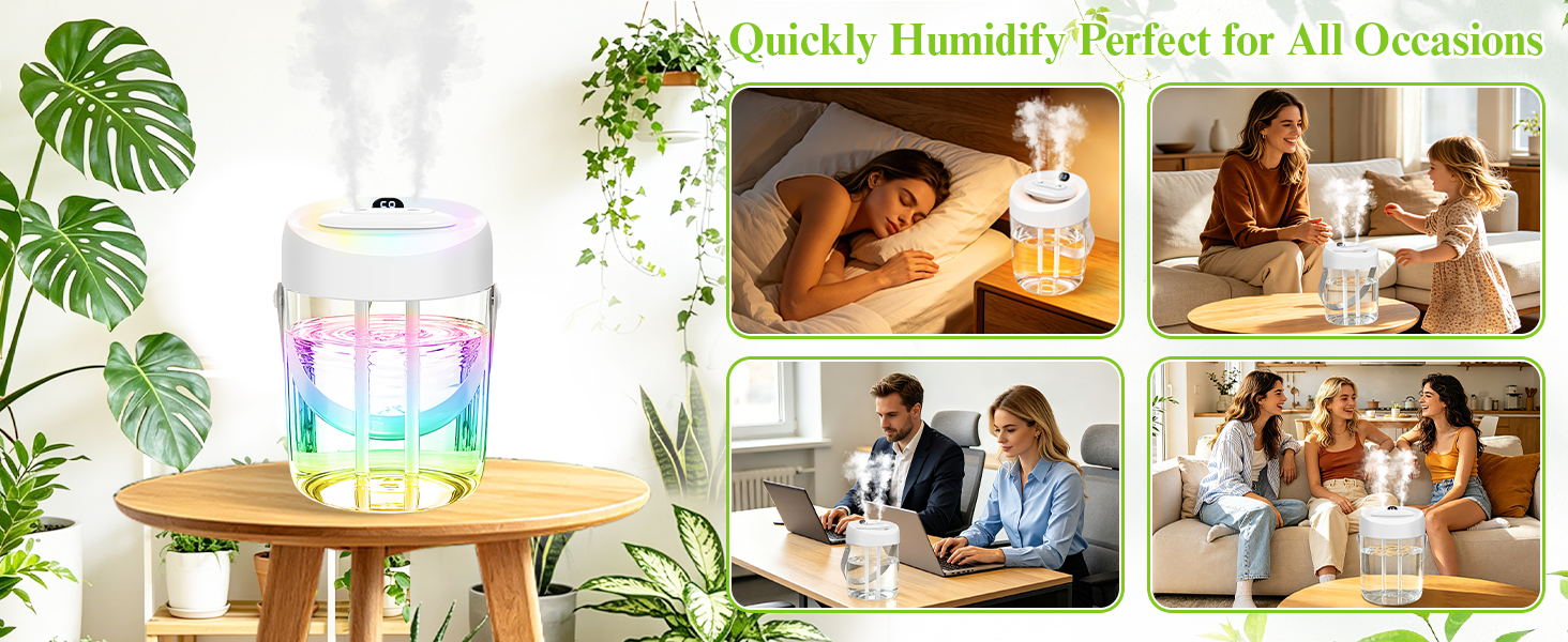 Portable Small Humidifier for Bedroom, Aroma Diffuser Personal Desktop Plant Humidifier Indoor