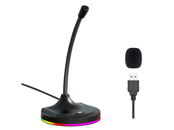 USB Microphone,Desktop Computer Mic with Mute Button and RGB Lighting