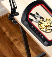 KUVRS 12X Square Magnifying Glass with Light and Clamp, Ultra Long 3-Section Arm LED Lighted Magn...