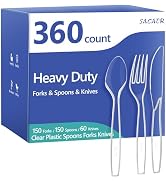 360 Count Plastic Silverware Heavy Duty - Forks, Spoons, Knives, BPA-Free, Disposable Utensils Se...