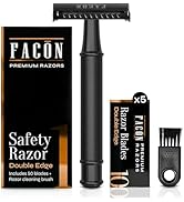 Facón Double Edge Safety Razor for Men &amp; Women - Butterfly Open Stainless Steel Razor w/ 50 Plati...