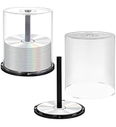 DOITOOL Empty CD/DVD Cake Box Spindle, 2PCS Empty DVD Storage Bucket Clear Holder CD Storage Box ...