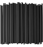 [500-Pack] Plastic Straws - 7.75 Inches Long, Drinking Straws, Standard Size, Bulk Pack, Black