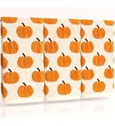 AnyDesign 3 Pcs Fall Pumpkin Hand Towels Autumn Thanksgiving Cotton Bathroom Towel Decorative Abs...