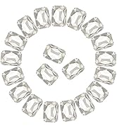Sew on Rhinestones 50pcs Rectangle Octagon Shaped Rhinestones in Silver Settings Flatback Glass R...
