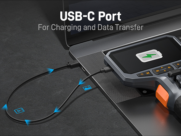 2-Way Articulating Borescope with USB C Charging Cable Type C Data Cable