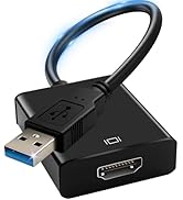 Herfair USB to HDMI Adapter for Monitor USB A 3.0 to HDMI Screen Converter 1080P Full HD Video Di...
