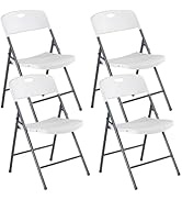 DUMOS 2 Pack Folding Chairs Heavy Duty with Ergonomic Back - Plastic Stackable Portable Dining Ch...