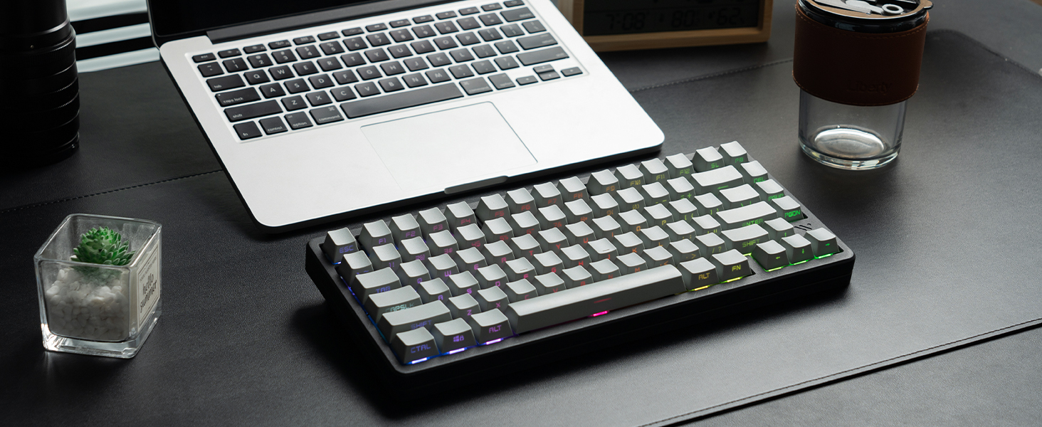 womier retro pbt keycaps light grey side printed shine through keycaps double shot OEM profile