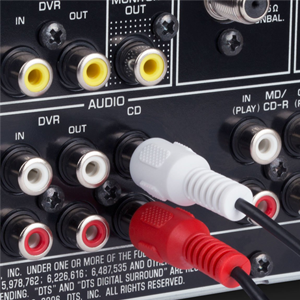 Dual composite left and right audio; 2 RCA Male to Male stereo audio plug cables connectors