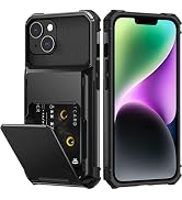Nvollnoe for iPhone 14 Case with Card Holder[Store 5 Cards] Dual Layer Heavy Duty Shockproof iPho...