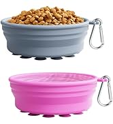 Collapsible Dog Bowl 2 Pack, Portable Dog Bowl for Puppy/Cat, Silicone Travel Dog Bowl with Anti-...