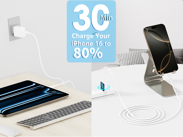 MFi Certified 2Pack PD 20W USB C Chargers Block Type C Wall Charger iPhone 16 Charger Fast Charging