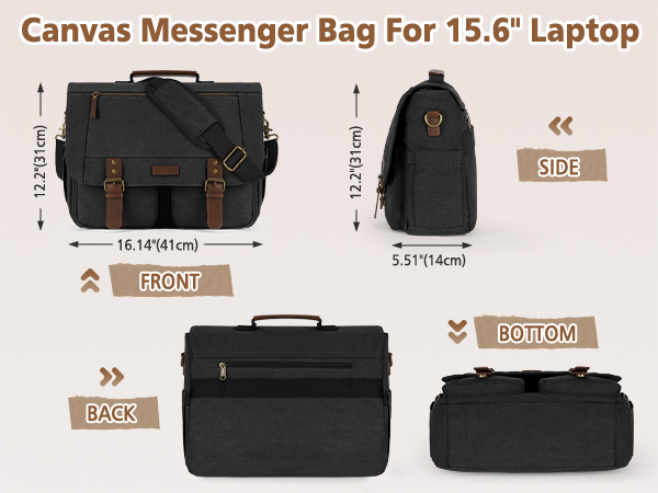 messenger bag for men canvas 15.6 17 17.3 inch laptop bag briefcases
