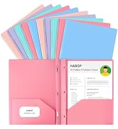 HABGP Two Pocket Folder with Prongs (10 Pack, Pastel Colors), Plastic Folders with Pockets and Bu...