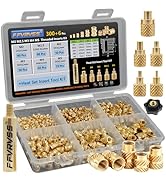 FFVRVSS 300+6Pcs M2 M2.5 M3 M4 M5 Premium Brass Threaded Inserts, Metric Brass Knurled Nuts Assor...