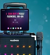 MASINGO Karaoke Machine for Adults and Kids, 40W Speaker with 8" Woofer, 2 Wireless Microphones, ...