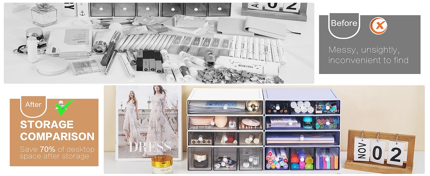 4 Tiers Stackable Desktop Craft Storage Drawers